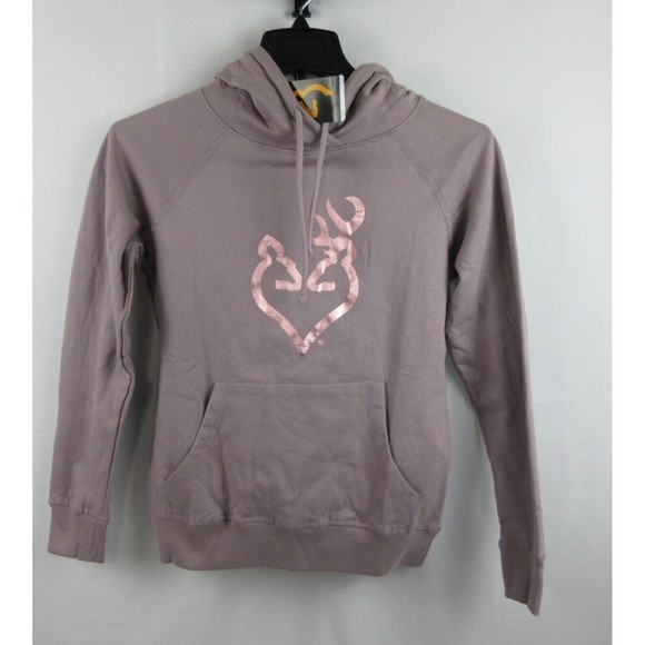 New Browning Womens Hooded Sweatshirt Size Small Color Mauve - Picture 3 of 5